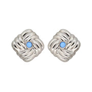 Classic Textured Geometric Stainless Steel Ear Stud Girl Women'S Golden Jewelry Square Knot Earrings Wholesale