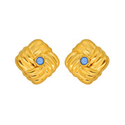 Classic Textured Geometric Stainless Steel Ear Stud Girl Women'S Golden Jewelry Square Knot Earrings Wholesale