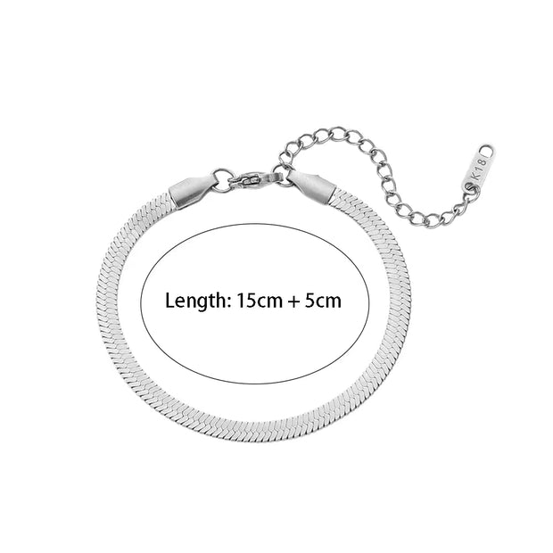 Tarnish Free 18K Gold PVD Plated Jewelry Stainless Steel Herryingbone Chain Necklace