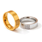 High-End Microencrusted Zircon Delicate Finger Ring Stainless Steel Rings