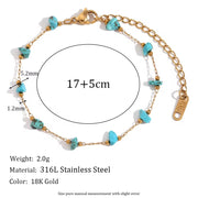 Turquoise Choker Gemstone Beaded Gold Plated Necklace Stainless Steel Jewelry Valentines Day Gift 2024