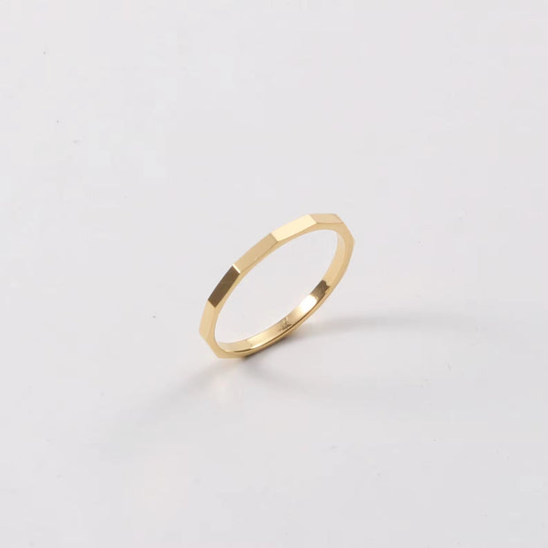 High End 18K Gold Plated Tungsten Stainless Steel Tangent Plane Dainty Rings for Women Finger Ring Non Tarnish