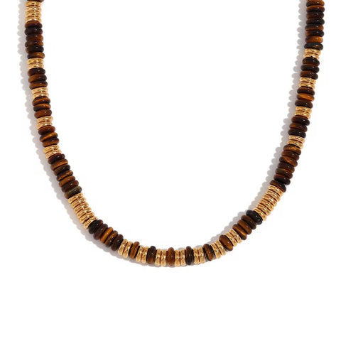 Fashion Jewelry Jewelry Sets Gemstone Necklace Set Beaded Gold Plated Stainless Steel Gift for Women