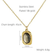 Fashion Waterproof Natural Stone Necklace Pendant Stainless Steel Gold Plated Pearl Necklace