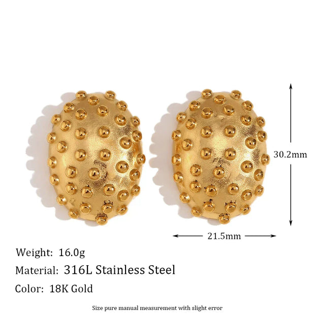 Chunky Earrings Oval Beaded Cactus Stud Earrings Trendy Earrings 2024 Gold Plated Stainless Steel Jewelry