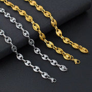 Jewelry Wholesale Men Women 18K Gold Plated Fashion Hip Hop Coffee Bean Stainless Steel Gold Necklace