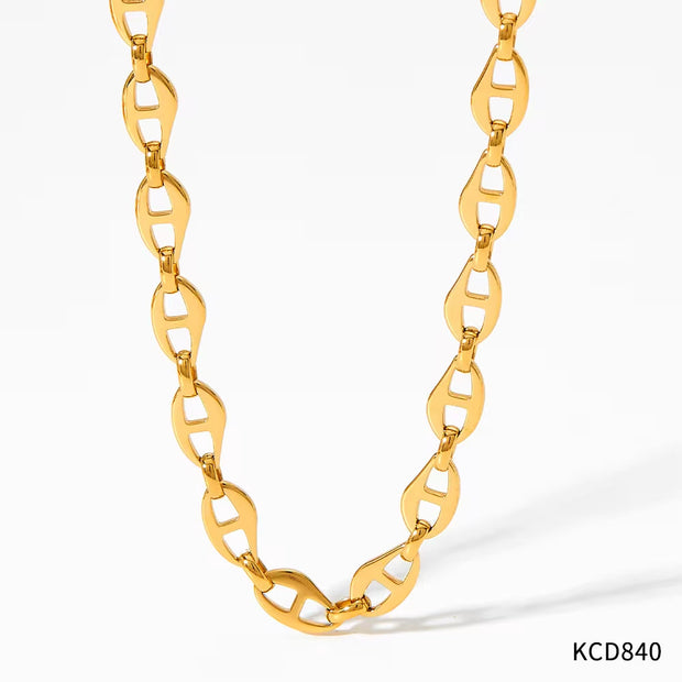 Ins Fashion Gold Plated Stainless Steel Pig Nose Designer Necklace Bracelet Jewelry Set for Women