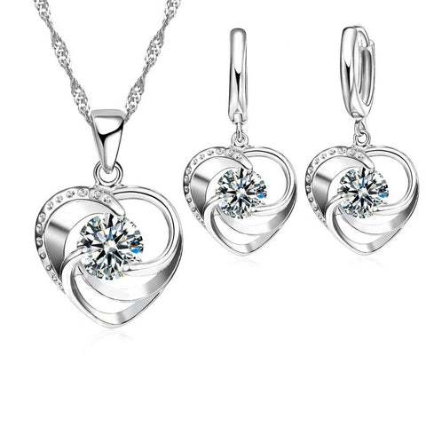 Diamond Heart Necklace & Earring