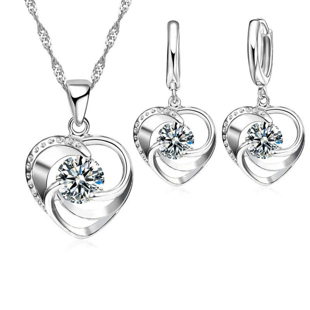 Diamond Heart Necklace & Earring