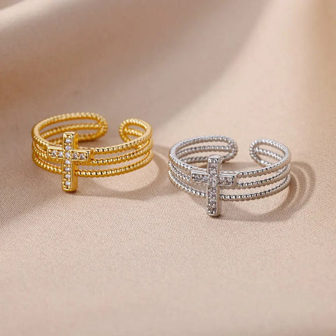 Cross Zircon Ring